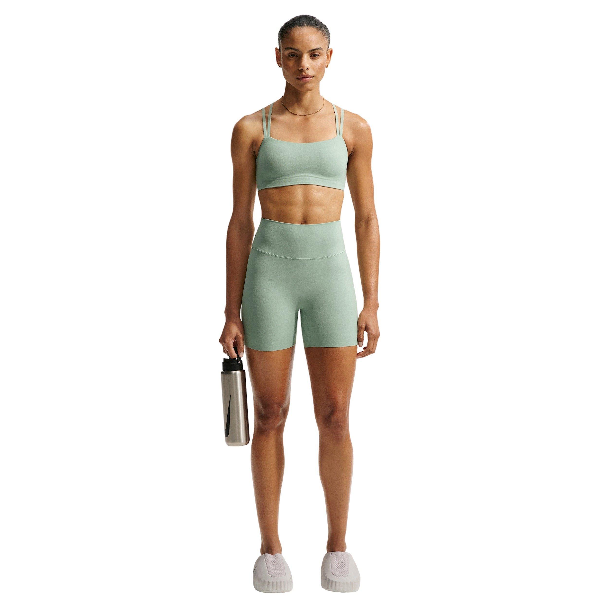 Nike Women's Zenvy High-Waisted 5" Biker Shorts - GREEN/WHITE